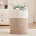 60L Laundry Hamper Basket Tall Woven Cotton Rope Clothes Hamper for Baby Girls Nursery Kids Blanket Basket in Living Room Bathroom Bedroom Brown 15Dx20H Inches Large - color: Brown1, size: Large (60L)