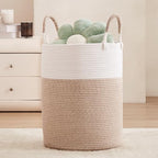 60L Laundry Hamper Basket Tall Woven Cotton Rope Clothes Hamper for Baby Girls Nursery Kids Blanket Basket in Living Room Bathroom Bedroom Brown 15Dx20H Inches Large - color: Brown1, size: Large (60L)