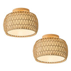 2 Packs Boho Rattan Flush Mount Ceiling Lights 12 Inch Farmhouse Ceiling Light Fixtures Rustic Wicker Hand Woven Rope Cage for Dining Room Kitchen Bedroom Foyer Hallway Entryway - size: 12 Inch 2 Packs
