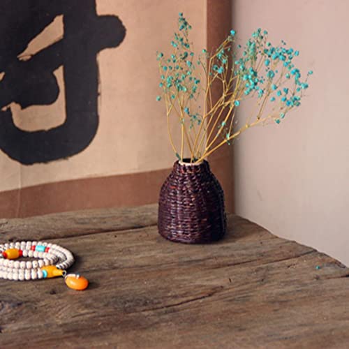 Handmade Straw Woven Flower Vase Basket - Home Garden Decoration for Green Plant - Perfect for Wedding and Party Decor - Ideal Gift for Friends - Portable and Durable Seagrass