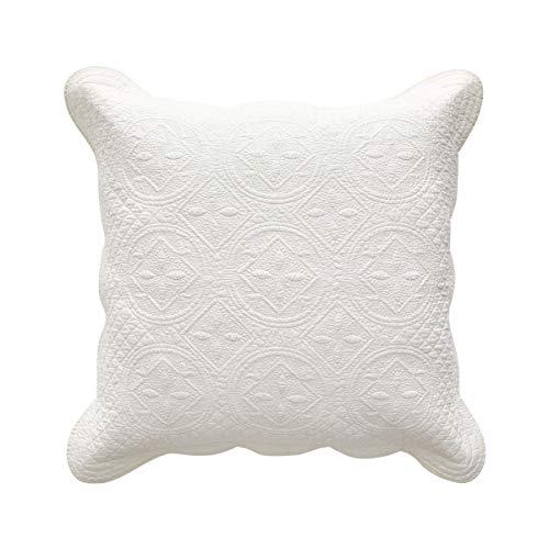 Calla Angel Sage Garden Luxury Pure Cotton Matelasse Quilted Pillow Sham, Euro, 26x26, Ivory - color: Ivory, size: European