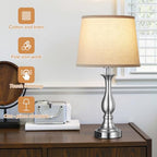 Bedside Table Lamp Touch Control Bedroom Lamps with USB A and C Charging Port 3 Way Dimmable Touch Lamps for Nightstand Living Room Bedroom Dorm Home Office Reading, Set of 2 - color: Silver
