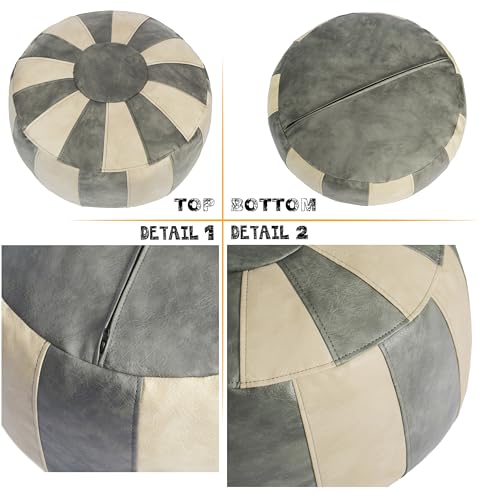 Thgonwid Unstuffed Moroccan Ottoman Pouf Cover, Ottoman Footstool Storage Solution, Bean Bag Chair, Foot Rest, Gray & Mushroom - color: Gray & Mushroom