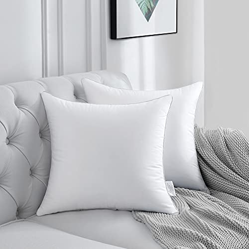 FAVRIQ 16 x 16 Pillow Inserts (Set of 2) - 16 Inch Square Interior Sofa Throw Pillow with 100% Cotton Cover - Decorative Pillow Insert Pair - White Couch Pillow - size: 16x16 Inch