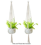 2 Pack Macrame Plant Hanger 47 Inches,Indoor Plant Hanger with Tassel for Boho Home Decor, Hanging Plant Holder with 2 Hooks (Ivory)