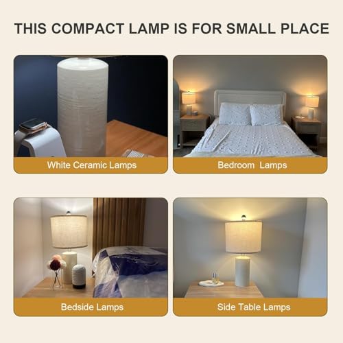 G-SAFAVA 20.25" Small Single Table Lamp for Bedroom Modern Ceramic Nightstand Lamp Farmhouse Bedside Lamp Boho Living Room Lamp White End Side Table Lamp - color: Lime White - Single
