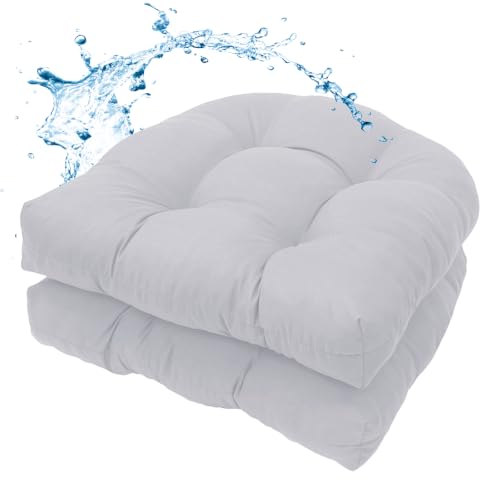 MTMR Water-Repellent Outdoor Chair Cushions Set of 2, 19”X19” Patio Chair Cushions with High Elasticity PP Cotton, Thick Tufted Outdoor Patio Furniture Cushions, Seat Cushions for Outdoor Furniture - color: Gray