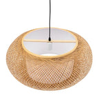Bamboo Wicker Rattan Shade Pendant Lamp 23.62 inch Woven Rattan Chandelier Country Style Weave Hanging Light for Bedroom Living Dinning Room Kitchen Island