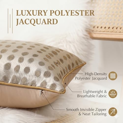 Gold Abstract Throw Pillow Covers 18x18 inch Set of 2 Jacquard Dot Pillow Cases Modern Decorative Cushion Covers for Sofa Couch Bed - color: Jacquard 7