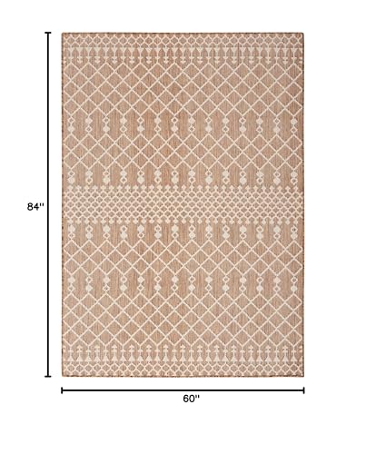 Nourison Home Positano Jute 5' x 7' Area Rug - Easy Clean, Non Shedding, Bed Room, Living Room, Dining Room, Kitchen (5' x 7') - color: Jute, size: 5' x 7' (Rectangular)
