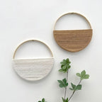 Cilemou 2-Piece 10-inch Round Bamboo Wall Decor with Yarn-Wrapped Half-Circle Design, Rustic Boho Style Wall Hanging for Living Room, Bedroom, Office, and Home Decor - size: 10in