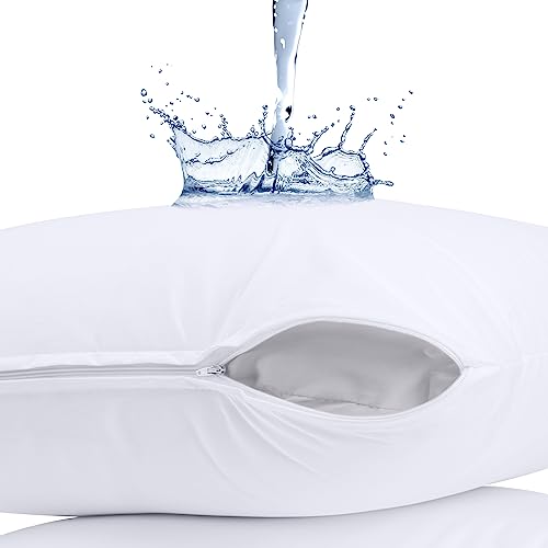 Utopia Bedding Premium 100% Waterproof Pillow Protectors with Zipper King Size (Set of 40), Bed Bug and Dust Mite Proof Zippered Pillow Covers, Pillow Encasement Cases, White - size: King (Pack of 40)