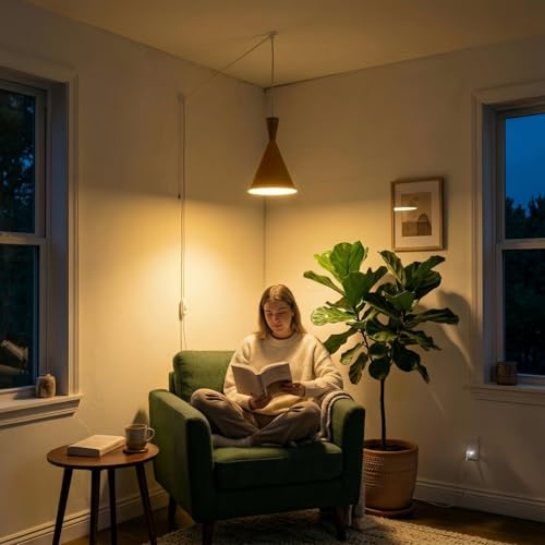 DEC LUCE DECOLUCE LIGHTING Modern Plug in Pendant Light Kitchen, Adjustable Hanging Lamps Plug into Wall Outlet for Dining Room, Bedroom, Living Room, Contemporary Wall Décor(Melon Yellow) - size: funnel pendant light melon yellow