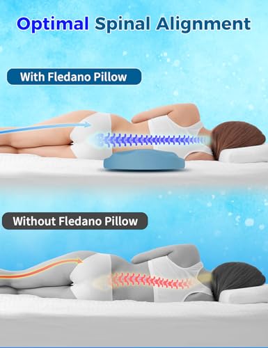 Fledano Lumbar Support Pillow for Bed – Memory Foam Lower Back Pain Relief Pillow for Sleeping, Ergonomic Lumbar Pillow for Side & Back Sleepers, Sciatica & Hip Pain Relief, Washable Cooling Cover - color: 02-blue(upgraded Cool Cover)