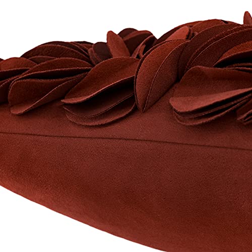 KINGROSE Handmade 3D Flower Soft Home Decorative Throw Pillow Case Rectangle Cushion Cover for Sofa Couch Chair Bed 12 x 20 Inches Solid Suede Rust Red - color: Rust Red