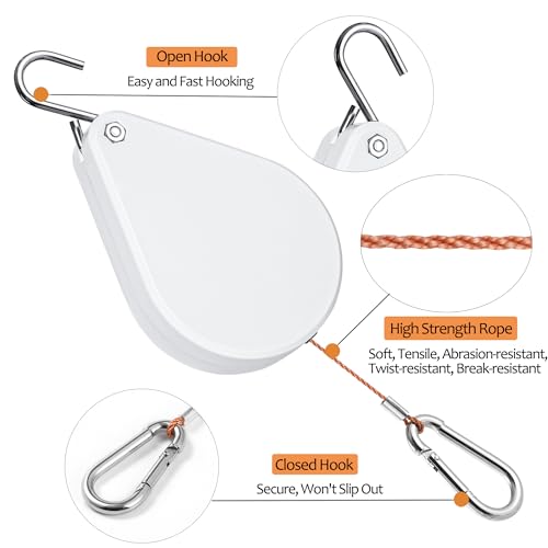 2026 Upgraded Retractable Plant Hanger,Plant Pulleys for Hanging Plants,Easy to Raise and Lower,Quick Lock,Heavy Duty, Adjustable Hook for Garden Baskets Pots,Birds Feeder,(3Pcs,White) - color: 3pcs-white
