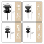 Mr. Pen- Double Headed Picture Hanging Nails, 40 Pack, Black, Push Pins for Wall - color: Black, size: 40 Pack