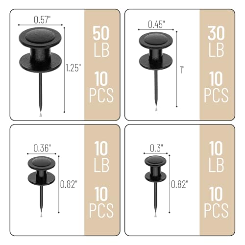 Mr. Pen- Double Headed Picture Hanging Nails, 40 Pack, Black, Push Pins for Wall - color: Black, size: 40 Pack