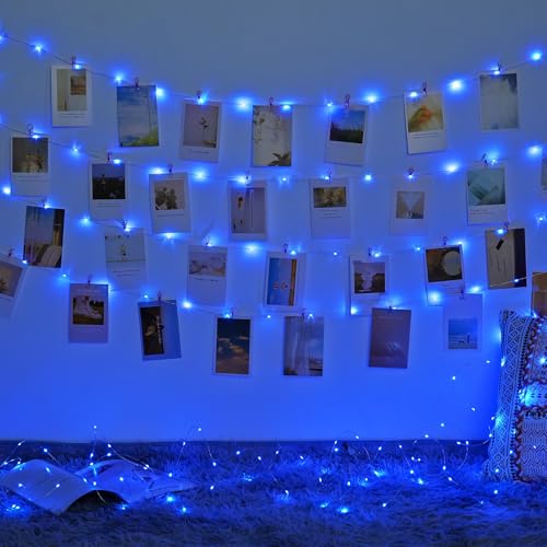 JMEXSUSS 200 LED Blue Fairy Lights Plug in, 66 ft Christmas Tree Lights Outdoor Waterproof with 8 Modes, Christmas Twinkle Lights for Bedroom Christmas Tree Decor - color: Blue, size: 66FT 200LED