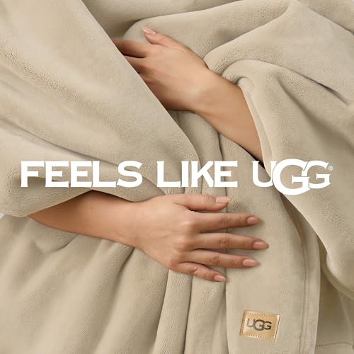 UGG Coco Throw Blanket – Home Accent Blanket for Bed & Couch, Luxury Fluffy Bedding, House Warming Gifts or Luxurious Birthday Gifts for Women, 50" x 70", Beige Mustard Seed - color: Beige