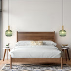 BOKT Mid Century Modern Green Glass Pendant Light Large Gold Globe Kitchen Island Pendant Light Fixture Minimalist Anti Brushed Brass Round Ceiling Hanging Pendant Lamp (7.9" Green) - color: Green
