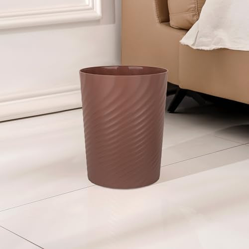 UUJOLY Plastic Trash Can Wastebasket, Garbage Container Basket for Bathrooms, Kitchens, Offices, Kids Rooms (Brown, 1.8 Gallon) - color: Brown, size: 1.8 Gallon/1 Pack