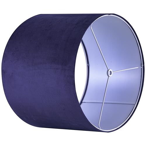 Dark Blue Velvet Drum Lamp Shade Modern Lampshade 13``Top×13``Bottom×10``High(Spider) Medium Lamp Shade for Table & Bedside Lamp Replacement Lampshades in Hand Crafted - By GO&SO - color: Blue, size: 13*13*10 inch-1 Pack