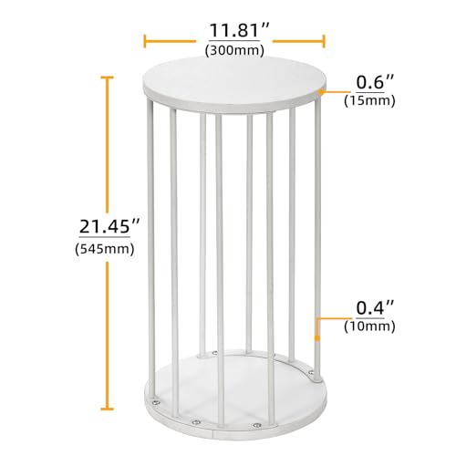 Plant Stand Indoor,small plant stool,Flower Pot Corner stand holder,Mid Century Heavy Duty Metal Tall Home Decor,Modern Round End Table,Small Rustic Display Stand for Living Room,Bedroom(White,21In) - color: 55cm white