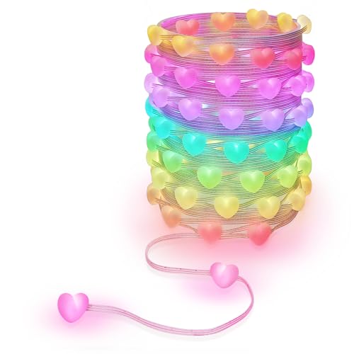 33ft Heart String Lights Valentines Day Decorations, 66 LED RGB Color Changing String Fairy Lights, 200+ Scene Modes for Christmas Valentines Day Decor Bedroom Backdrop Indoor Outdoor - size: Heart - 33ft