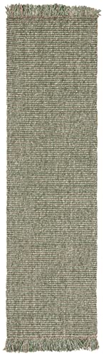 SAFAVIEH Natural Fiber Collection Runner Rug - 2'3" x 6', Green & Natural, Handmade Woven Fringe Jute, Ideal for High Traffic Areas in Living Room, Bedroom (NF826Y) - color: Green/Natural, size: 2'3" x 6' (Runner)