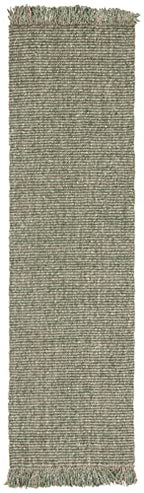 SAFAVIEH Natural Fiber Collection Runner Rug - 2'3" x 10', Green & Natural, Handmade Woven Fringe Jute, Ideal for High Traffic Areas in Living Room, Bedroom (NF826Y) - color: Green/Natural, size: 2'3" x 10' (Runner)