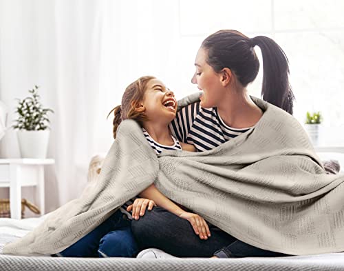 Utopia Bedding 100% Cotton Thermal Blanket Khaki Throw Size Soft, Lightweight, Breathable, Cozy Spring and Summer Blanket for Couch and Sofa, Home Room Decor Gifts for Women and Men (50x60 Inches) - color: Khaki, size: Throw