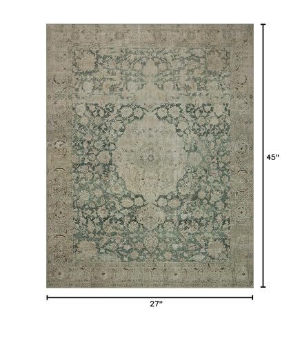 Loloi Magnolia Home by Joanna Gaines Sinclair Collection SIN-05 Jade/Sand 2'-3" x 3'-9", .25" Pile Height, Machine Washable, Accent Rug - color: Jade / Sand, size: 2'3" x 3'9" (Rectangular)