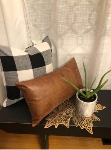 VAKADO 22x22 Set of 2 Black White Buffalo Plaids Decorative Throw Pillow Covers Outdoor Fall Farmhouse Retro Boho Square Cushion Cases Halloween Home Decor Classic Rustic Check for Porch Couch Patio