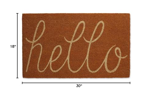 DII Hello Coir Fiber Doormat Non-Slip Durable Outdoor/Indoor, Pet Friendly, 18x30, Pumpkin Spice - color: Pumpkin Spice