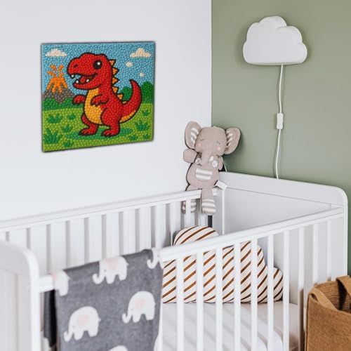 Latch Hook Kits for Kids Adults DIY Rug Tapestry Kits with Printed Canvas Embroidery Kits Festival Christmas Gifts Home Decoration (Dinosaur) - color: Dinosaur