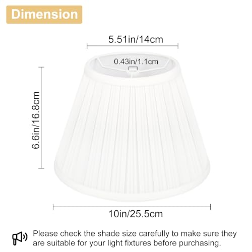 Small Pleated Lamp Shades Set of 2, White Empire Lamp Shades, 5.5" Top x 10" Bottom x 6.6" High, Small Lamp Shades for Table Lamps, Bedside Lamps, Wall Sconces, Spider, Bulb Clip Adapters Included - color: Pleated White