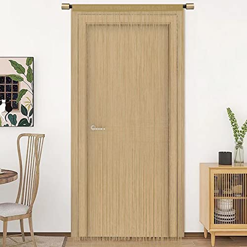 HSYLYM Spaghetti String Curtains for Doorways Privacy Door Frame Tassel Hippy Wall Kitchen Hallway Boho Fringe Curtain Hanging Door Room Dividers Decor 1 Panel（39×79in/100×200cm,Ecru） - color: Ecru, size: 39"W x 79"L (Pack of 1)