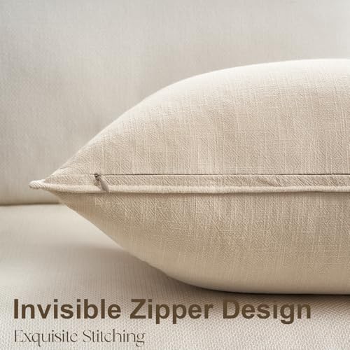 Pack of 4,Decorative Linen Soild Throw Pillow Covers Soft Accent Cushion Case Boho Farmhouse Neutral Pillowcase for Couch Sofa Bedroom Living Room Home Decor 12 x 20 Inch Brown - color: Neutral, size: 20" x 12" (Pack of 4)