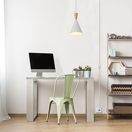 Modern plug in Pendant Light Kitchen, Adjustable chandelier hanging lamps that plug into wall outlet for Dining Room, Bedroom, Living room, ontemporary wall Décor white (No bulb) - size: funnel pendant light white