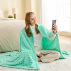 NEWCOSPLAY Super Soft Queen Blanket Aqua Premium Silky Flannel Fleece 3D Waffle Checkered Lightweight Bed Blanket All Season Use (Aqua, Queen(90"x90")) - color: Aqua, size: Queen(90"x90")