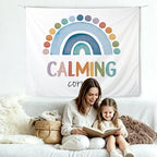 KBRCT Mental Health Tapestry, Boho Classroom Wall Tapestry, Calming Corner Boho Rainbow Wall Hanging Decor for Home Bedroom Office Classroom Calming Room, 50x60 Inch