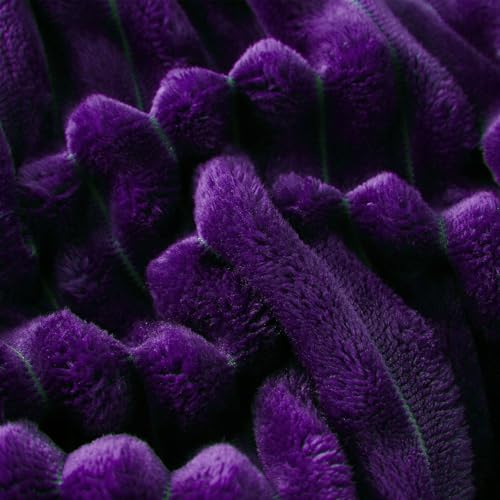 Purple Sherpa Fleece Throw Blanket 60”×80” for Couch Sofa Bed,Super Soft Cozy Plush Double Side Thick Flannel Blanket with Striped Design Lightweight for Adults,Woman,Girls - color: Purple, size: 60×80inch