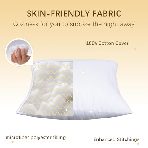 OKBA Throw Pillows Insert Set of 2, with 100% Cotton Cover, Bed and Couch - Indoor Hotel Decorative Pillows, 26x26 in White Pillows Inserts - size: 26x26 Inch (Pack of 2)