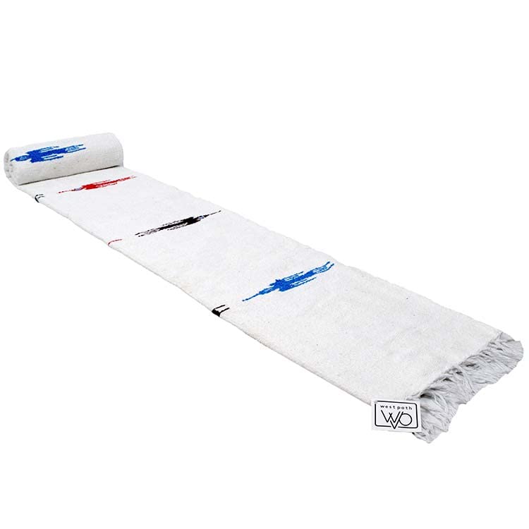 Open Road Goods Mexican Thunderbird Yoga Blanket, Handwoven Throw for Yoga, Meditation, and Home Décor – Versatile Blanket for Beach, Picnic, Camping, or Outdoor Use - color: Namaste White