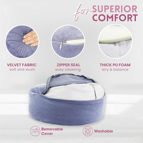 Yes4All Meditation Cushion, Floor Pillow Foam Zafu Buckwheat, Mandala Pattern Yoga Meditation Bolster Pillows, Floor Cushions - color: Violet - Upgraded