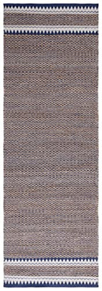 SAFAVIEH Natural Fiber Collection Runner Rug - 2'6" x 8', Natural & Navy, Handmade Farmhouse Boho Coastal Rustic Jute, Ideal for High Traffic Areas in Living Room, Bedroom (NF874N) - color: Natural/Navy, size: 2'6" x 8' (Runner)
