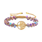 Women Boho Wrap Bracelet,Handmade Natural Stone Crystal Emperor Beads Heart Bracelet, Fashion Bohemian Jewelry Gift for Women - color: Purple Emperor #2