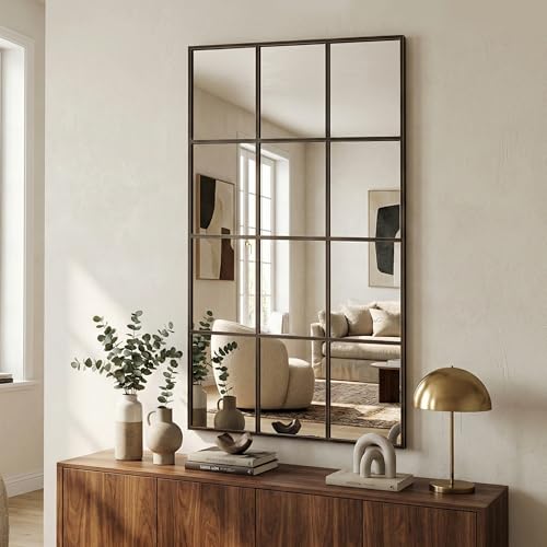 Suidia Wall Mirror, 30" x 55" Window Decorative Mirrors, Metal Framed Wall Decor Wall-Mounted Mirrors for Bedroom, Living Room, Entryway, Bronze - color: Bronze, size: 55"L x 30"W