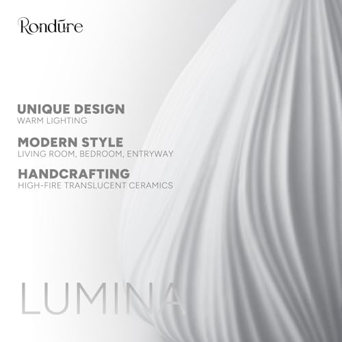 RONDURE 10.6" Ceramic Cordless Table Lamp, Portable Rechargeable Table lamp, Touch Dimmable Warm Ambient Lighting for Living Room, Bedroom, Dining Room, Fast Charging & Long Lasting - style: Lumina